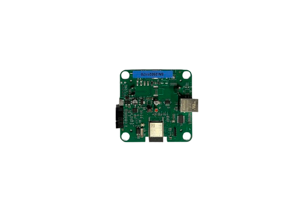 GE-202 IoT izleme modülünün devre kartı: Ethernet ve seri bağlantı uçları, kablosuz haberleşme modülü